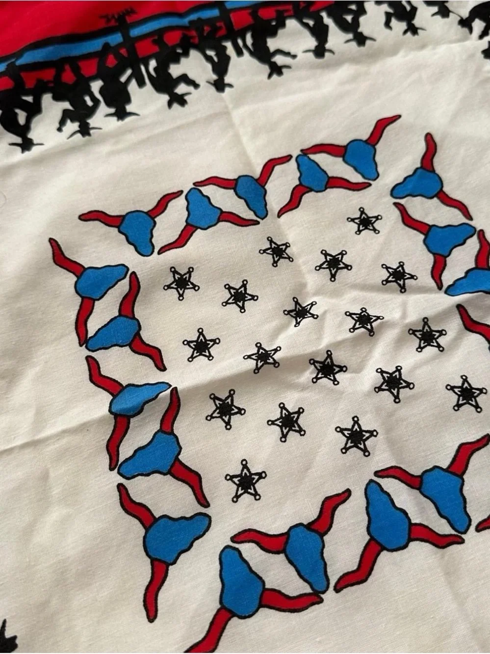 Vintage 1990s Red Western Cowboy cowgirl Print Bandana Scarf